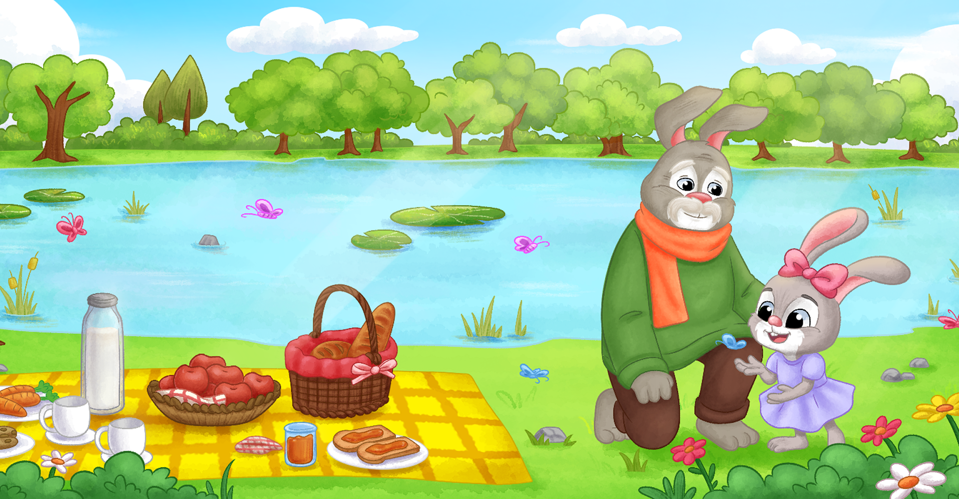 Rosemary Rabbit picnic scene